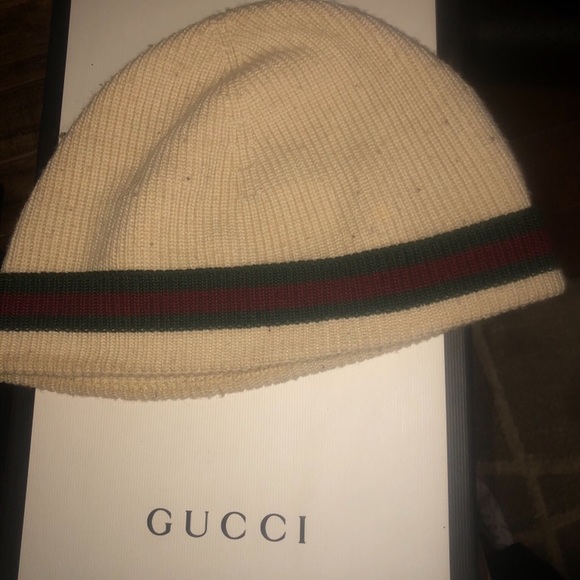 Gucci hat toque white w classic g web stripe patrn - Picture 2 of 3